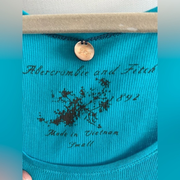 Abercrombie Blue turquoise Vintage Slim Fit Y2K 90’s Fairy Emo Top Size S - Picture 6 of 8